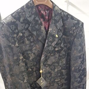 Men's Black and Gold Patterned Blazer